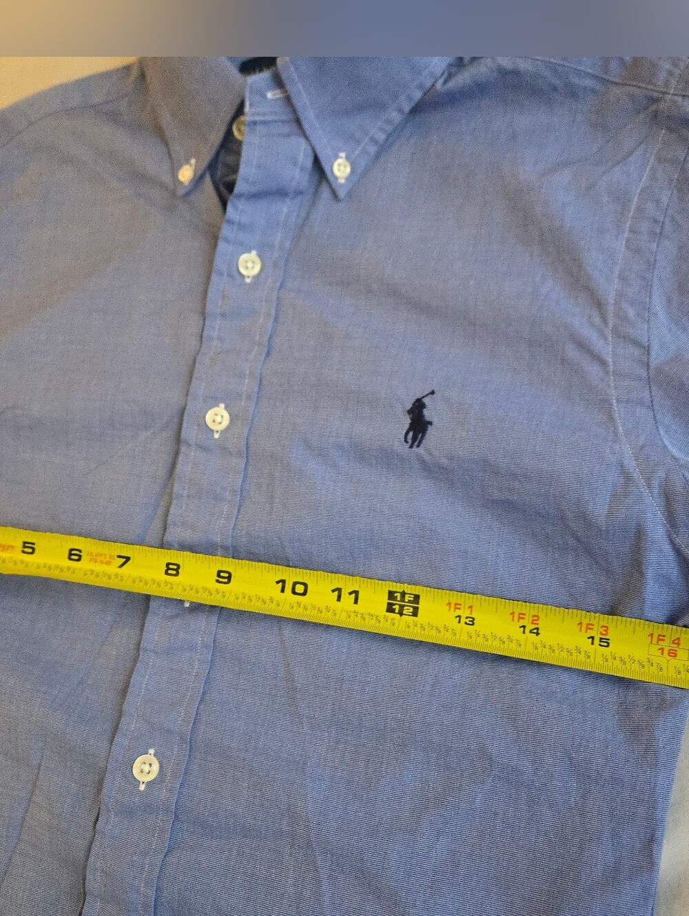 Ralph Lauren Button-Down Shirt Blue Slim Fit Cotton Stretch EB3 - Picture 3 of 9